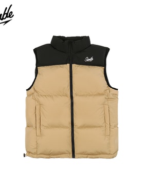 SLAMBLE冬季新款美式拼色棉马甲立领男女加厚保暖无袖马夹背心