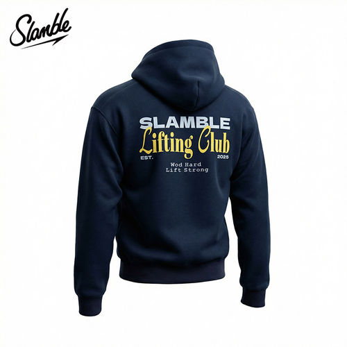 SLAMBLE秋冬加绒短款boxy卫衣华棉奥粒绒复合连帽卫衣健身运动