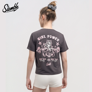 SLAMBLE女士CF健身运动短袖T恤综合训练莱赛尔短款透气速干新款