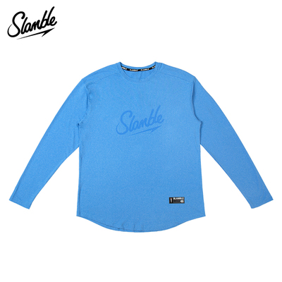 SLAMBLE秋季新款字母印花运动长袖t恤男速干训练投篮服上衣