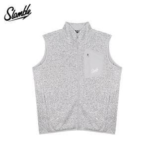 SLAMBLE春季新款立领马甲男女休闲运动户外保暖拉绒内里上衣