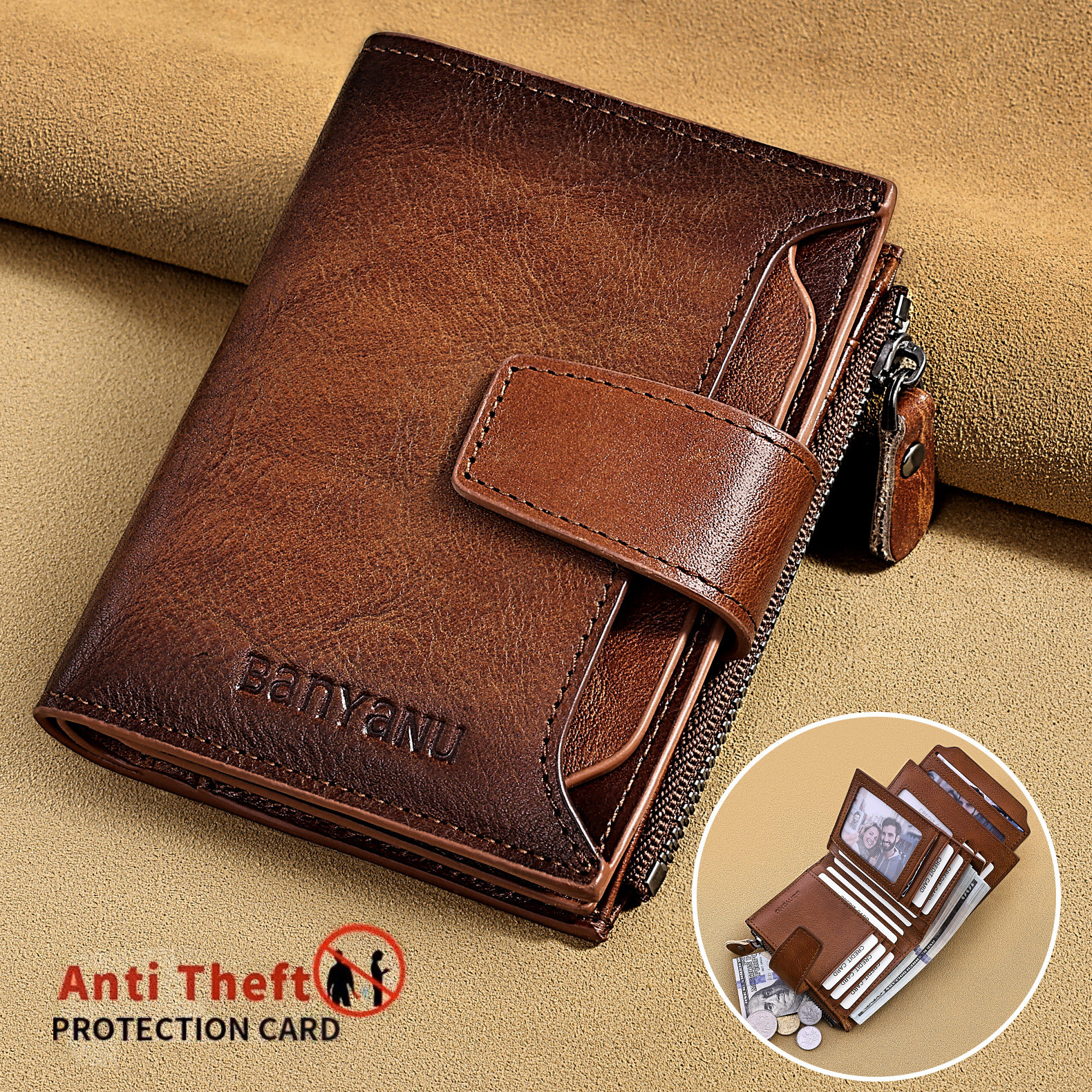 头层牛皮三折款男商务钱包竖款短款皮夹多功能高端驾驶证卡包薄潮