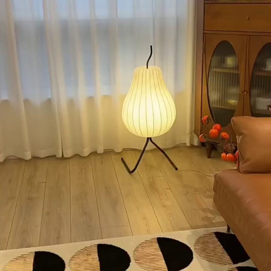 日式侘寂风梨子中古蚕丝落地灯客厅主卧书房沙发旁名宿氛围床头灯