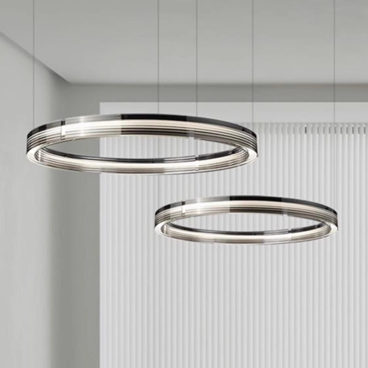 北欧客厅吊灯现代简约圆环led卧室灯高端大气样板房灯饰中山灯具_虎窝淘