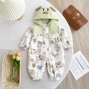 婴儿连体衣防风春秋款小月龄衣服春装宝宝外出双层3春秋季冲锋衣6