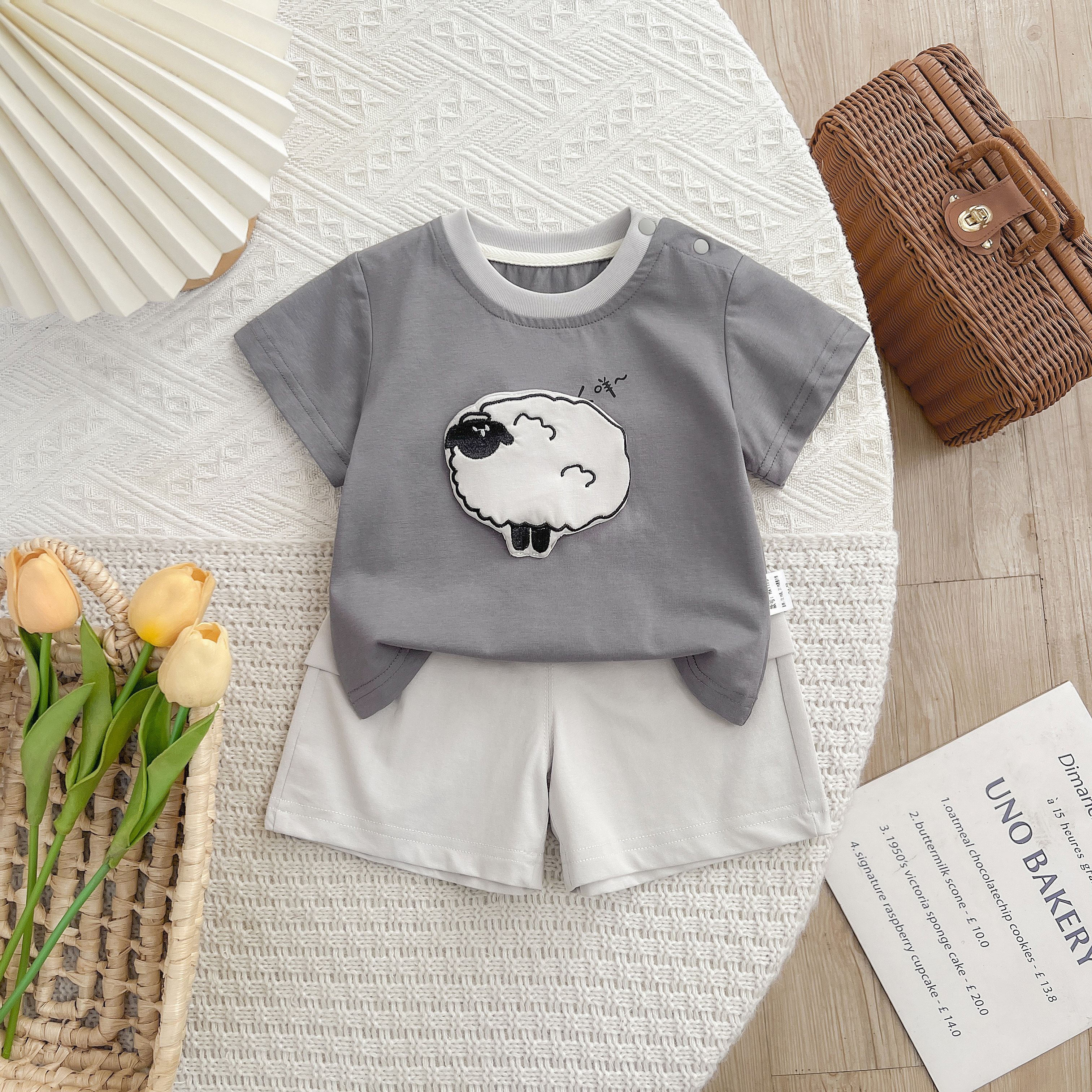 夏季男童套装婴儿洋气衣服男宝宝帅气短袖衬衫短裤纯棉两件套夏装