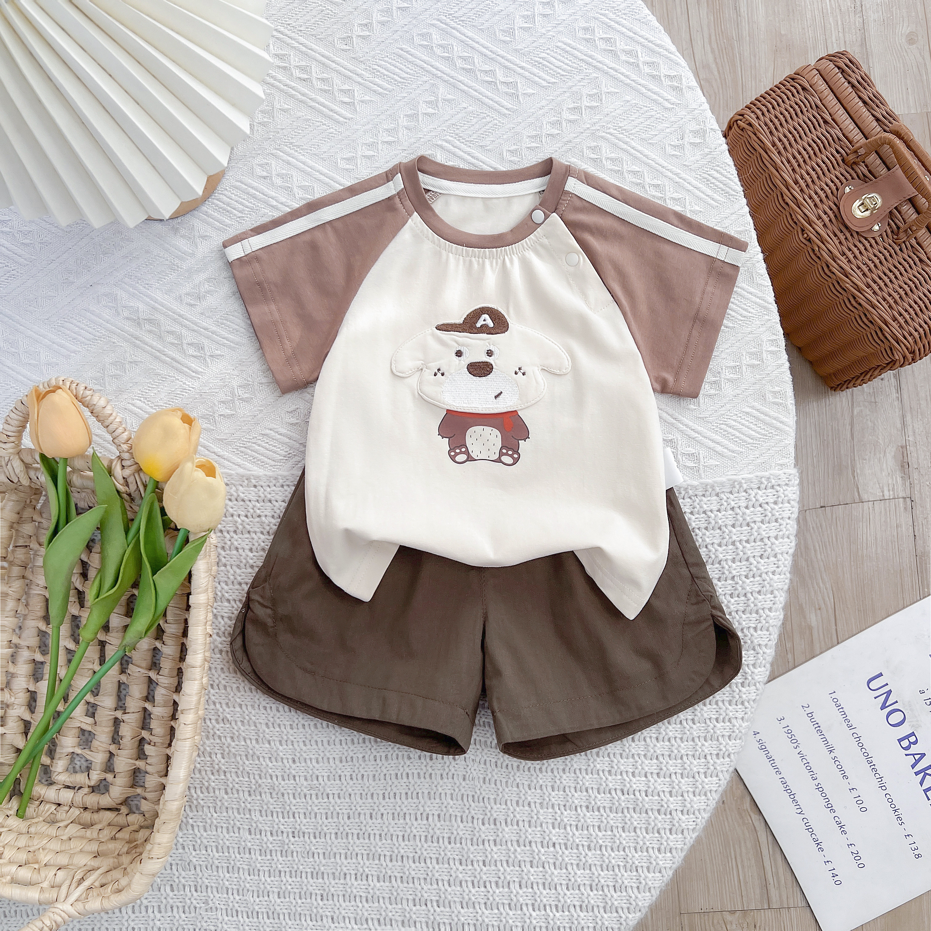 夏季男童套装婴儿洋气衣服男宝宝帅气短袖衬衫短裤纯棉两件套夏装