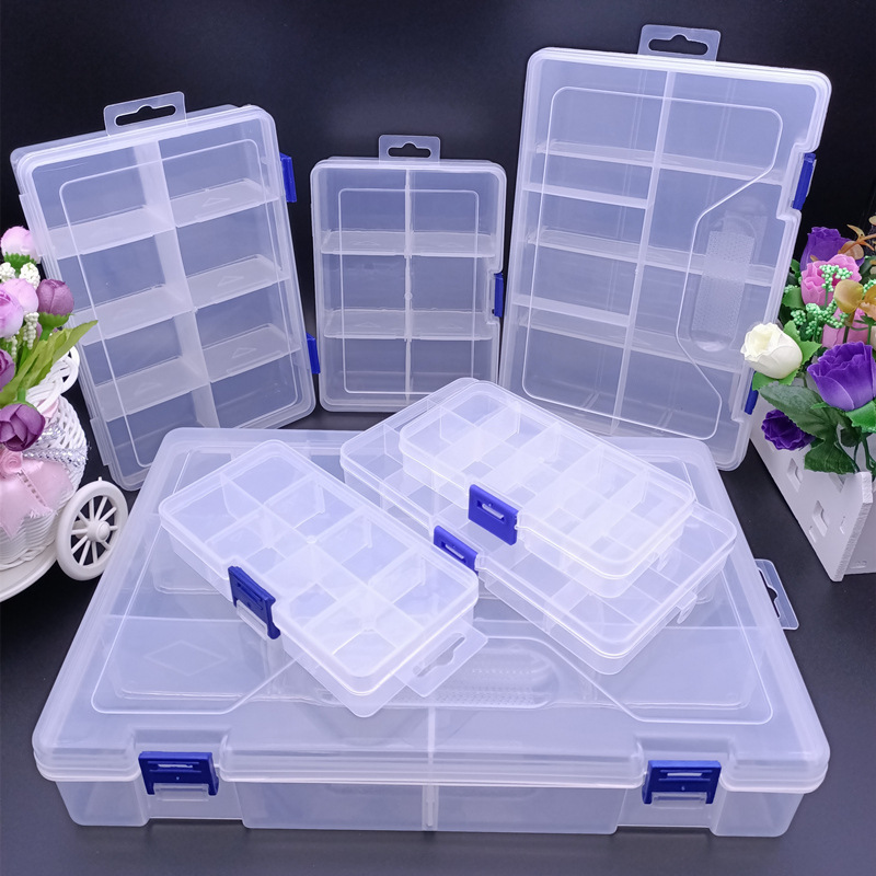 多格透明塑料盒加厚螺丝五金分类收纳盒样品展示盒可拆长方形盒子