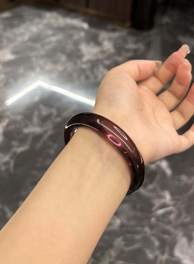 【贵妃】纯天然原石帝王紫葡萄紫色水晶手镯女冰种透玉髓手串手链