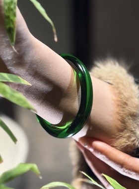 【贵妃】纯天然原石帝王绿色水晶手镯女白月光玉髓冰种透手串手链