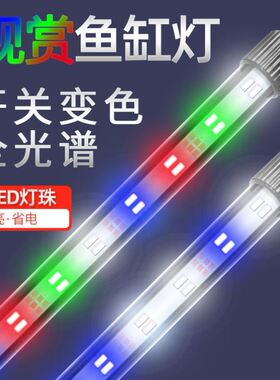 鱼缸灯led 防水蓝白灯全光谱增艳灯鱼缸灯小型水族箱观赏鱼灯吸盘