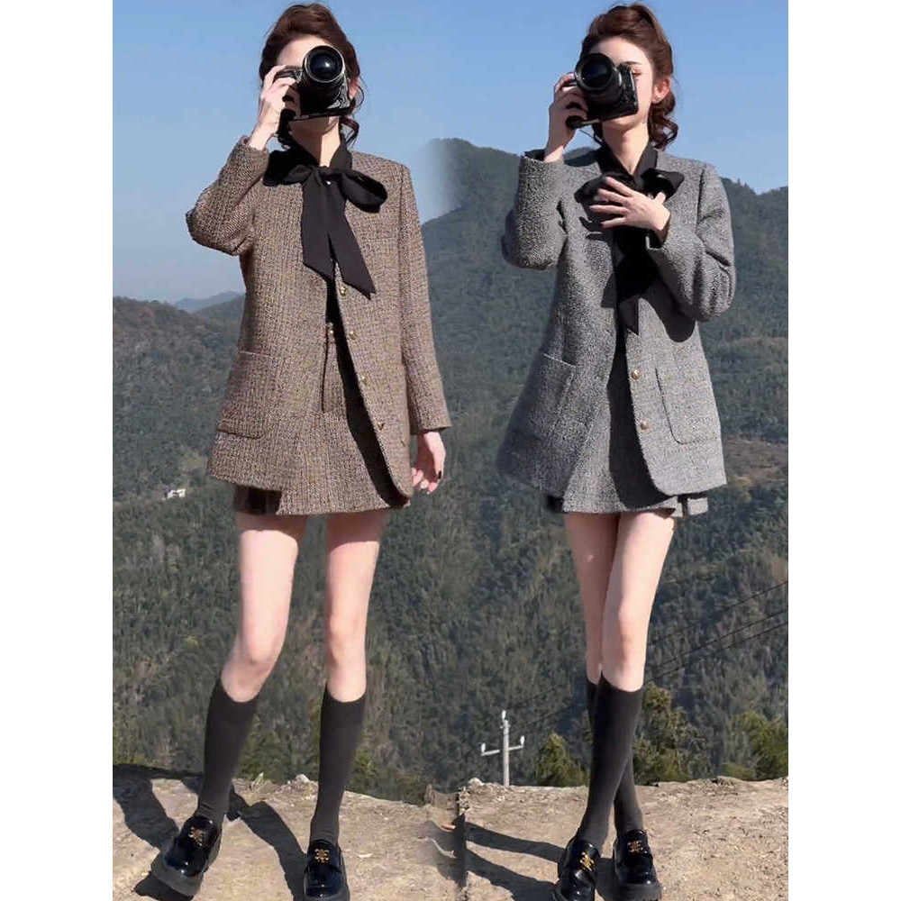高级感时尚气质套装女士春季新款高贵显瘦西服外套洋气短裤两件套