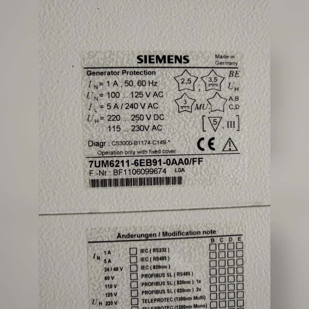 7UM6211-6EB91-0AA0FF 发电机保护 议价