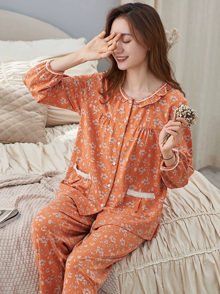 睡衣女士春秋款纯棉长袖家居服秋冬季中年妈妈大码可外穿全棉套装,女士内衣/男士内衣/家居服,睡衣/家居服套装,淘宝优惠券,粉丝福利购,淘宝优惠卷