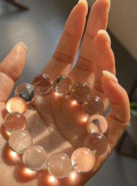 天然白水晶极光 双A无暇全净体牛鼻孔手链串