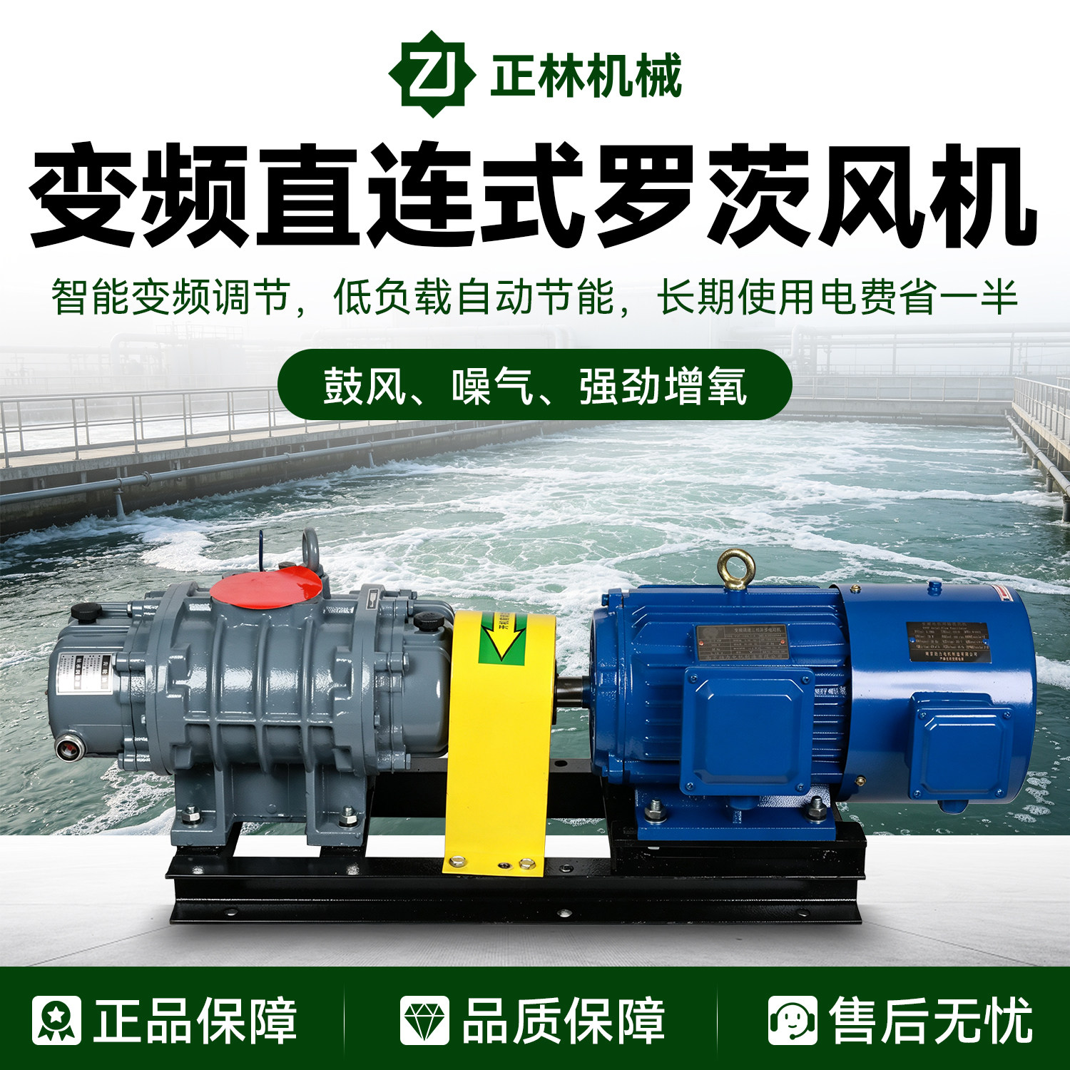 正林直联式三叶罗茨风机曝气增氧输送设备污水处理专业变频可调速