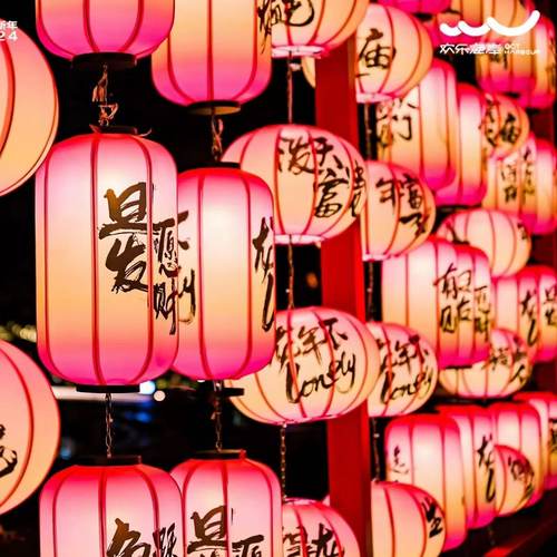 渐变色古风户外景区装饰冬瓜灯笼