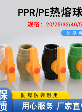 白色绿色灰色黑色PPR20 25 32 40 50 63PE热熔焊接塑料铁芯球阀