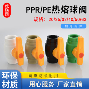 白色绿色灰色黑色PPR20 63PE热熔焊接塑料铁芯球阀