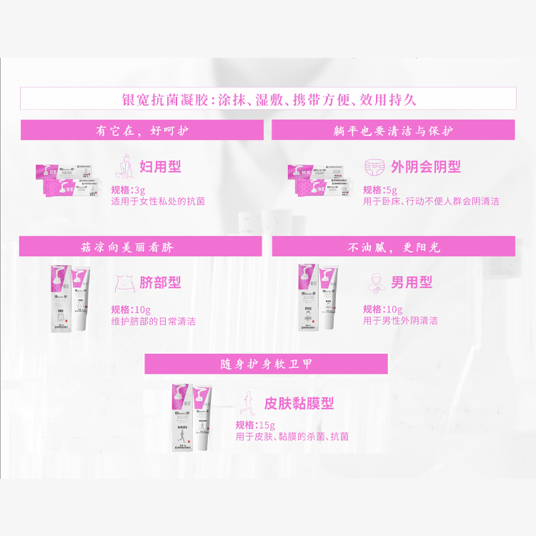 银宽胶皮肤黏膜肚脐私处清洁抗菌杀菌银宽牌银离子抗菌凝胶