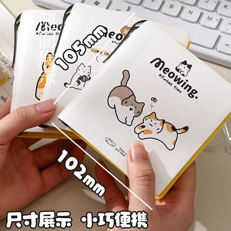 猫咪口袋方形小本子随身便携小号笔记本带笔插空白便签本卡通高颜值学生记作业空白单词本护士医生备忘随手记