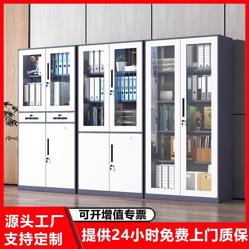 文件柜钢制套色窄边铁皮柜拆装资料柜办公柜储物柜矮柜财务凭证柜