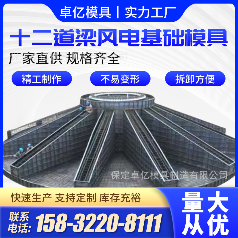 混塔式八道梁风电基础模板风机发电底座承台基座钢模具  工厂直发