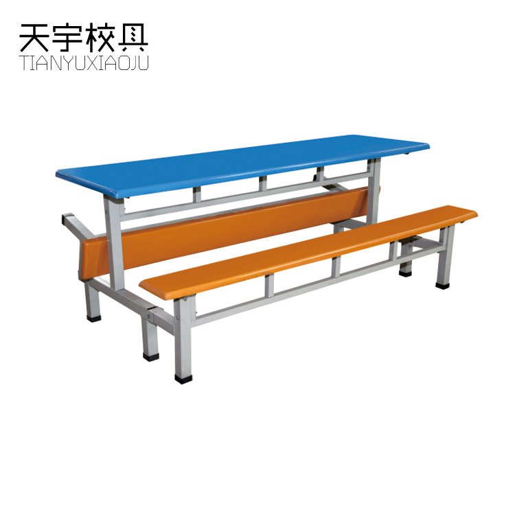连体桌椅工厂员工食堂四人八人位连体快餐桌椅 学生组合快餐桌椅