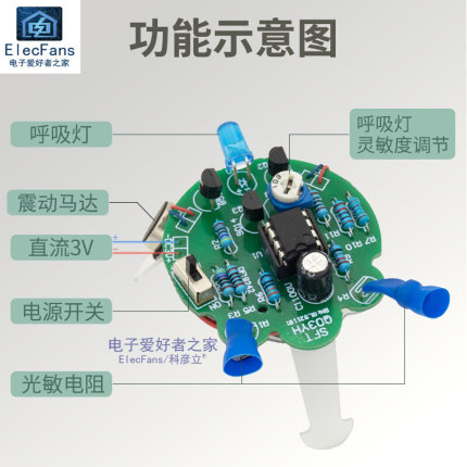 (散件) 感光移动机器人套件 模拟萤火虫尾部呼吸灯电子制作DIY