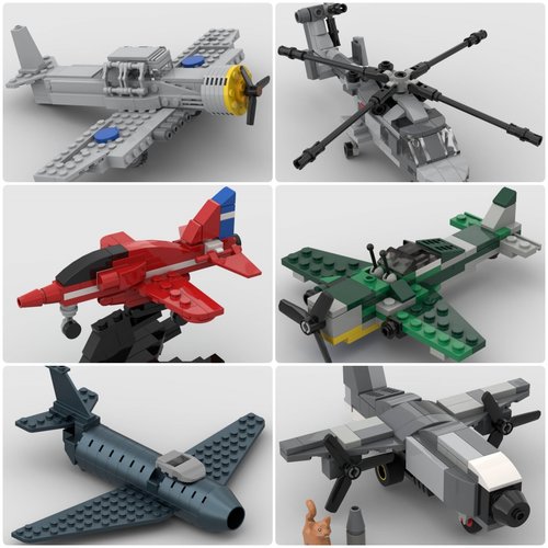 定制积木创意设计摆件新款儿童玩具野猫直升飞机轰炸机佩刀战斗机