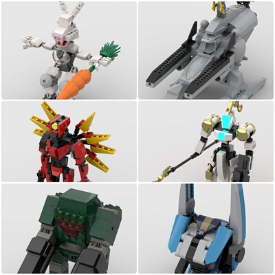 定制积木攻击机甲外壳兔子机器人瑟里乌斯头三星守护者精确合金