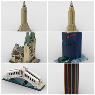 定制积木圣彼得大教堂隧道大楼帝国大厦詹姆斯戴利中心里亚尔托桥