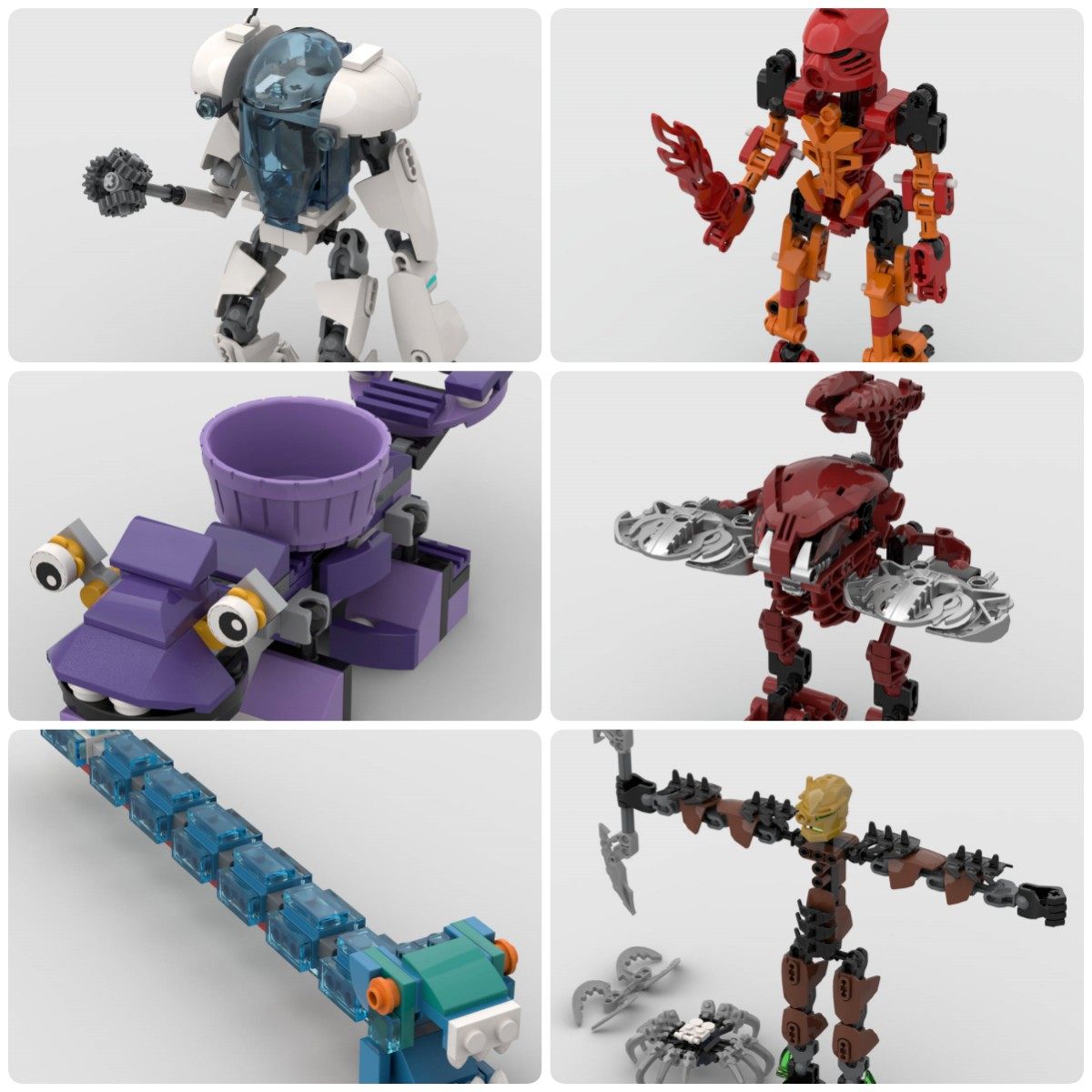 定制积木生物龙Tahu生化战士Bohrok生化战士虾潜艇机甲石头保护者