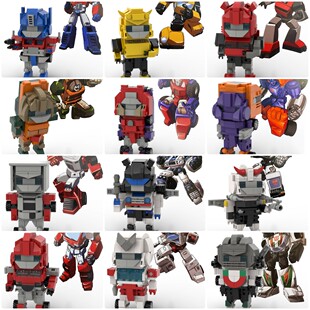 定制积木汽车人84擎天柱大黄蜂汉飞过山变速箱鲁莽充电器爵士警车