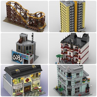 定制积木创意设计摆件新款摩天大楼淘金矿道过山车医院舞蹈俱乐部