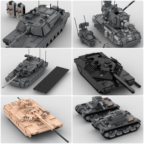 定制积木SPAA防空坦克T-90 M3主战坦克豹4A4主战坦克35t轻型坦克