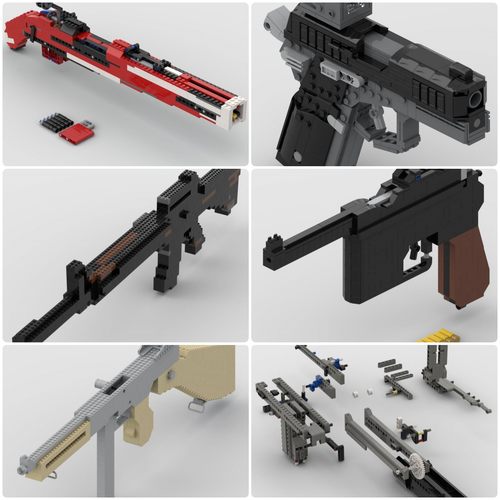 定制积木M1A1汤普森冲锋枪Kar98k步枪M16自动步枪C96扫把柄手枪