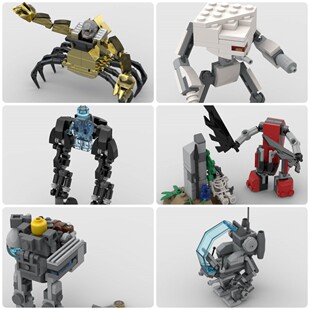 定制积木步行者机器人蜘蛛机甲秃鹫机甲收割者侦察机器人机械腿