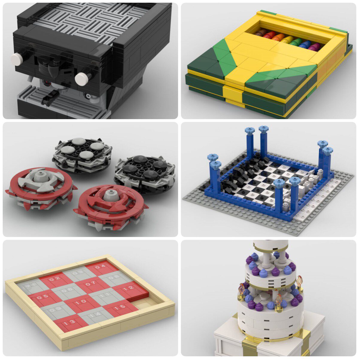 定制积木创意设计玩具游戏棋象棋爆破陀螺彩色铅笔i咖啡机蛋糕