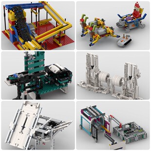 定制积木玩具机械爪彩色打印机运输附件圣诞节驯鹿气动发动机球道