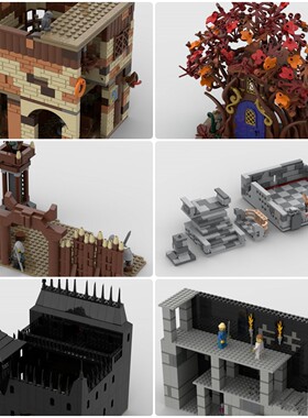 定制积木创意设计玩具黑暗骑士堡垒秋天林地麋鹿屋Silvers酒馆