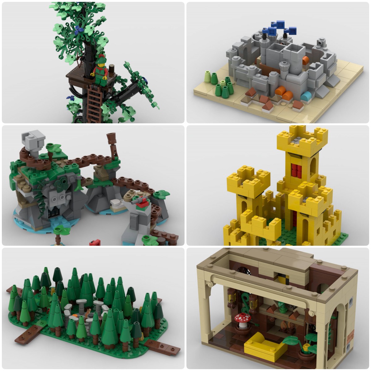 定制积木创意设计儿童拼装益智玩具魔法城堡巢穴建筑构件黑橡树