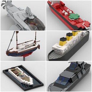 定制积木创意设计新款儿童拼装玩具鲨鱼潜快艇油轮宝石泰坦尼克号