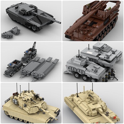 定制积木玩具M4A3谢尔曼管风琴中型坦克M4A3E8中型坦克运载导弹车