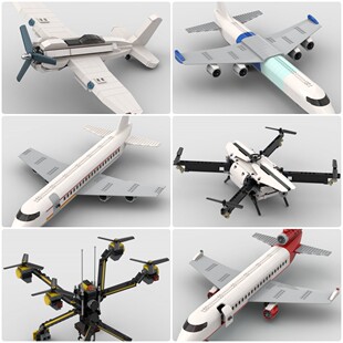 定制积木创意设计儿童拼装玩具旋翼机无人机货运飞机DC-10客机