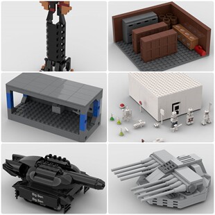 定制积木索伦之眼幸存者空间站走廊仓库八联装涡轮激光炮塔砖形枪