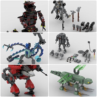 定制积木创意设计玩具死亡罐头机器人龙机器人Blex机甲美洲狮机甲