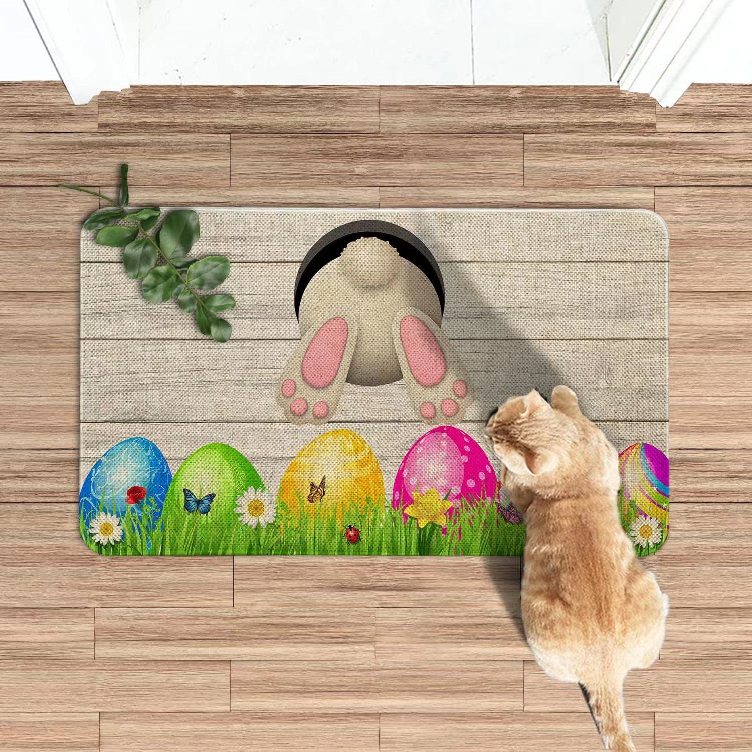 跨境 亚马逊复活节兔子装饰地垫卡车花卉室内外门垫玄关脚垫,居家布艺,地毯,淘宝优惠券,粉丝福利购,淘宝优惠卷