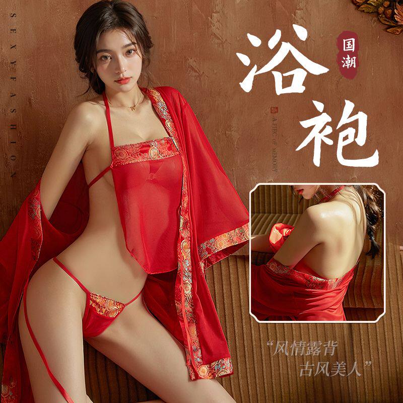 奢华诱惑gogo性感古风新娘免脱约会套装床上激情制服诱惑