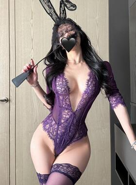 奢华魅惑酒吧ds演出服夜店gogo服装情趣内衣性感紫色网纱蕾丝露胸